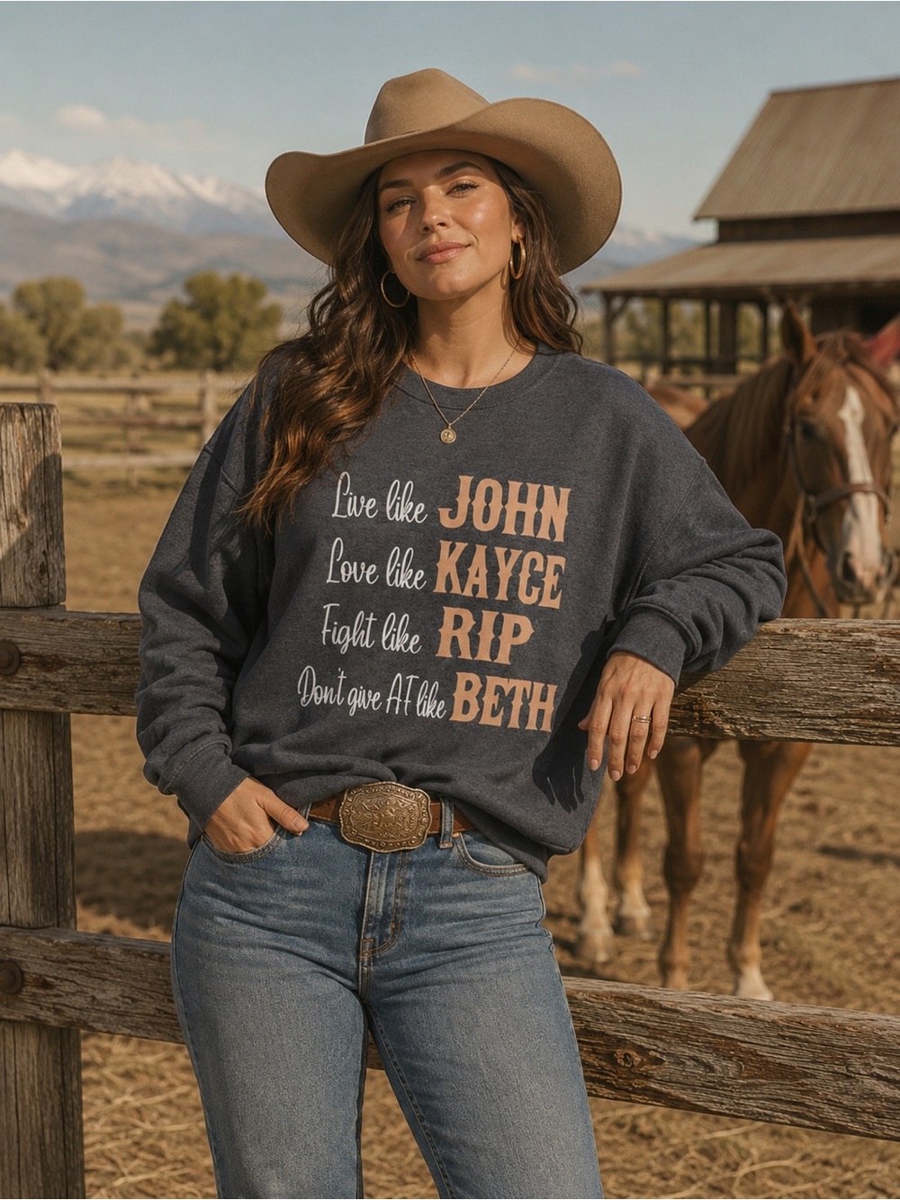 YELLOWSTONE Gray Live Like John Graphic Sweatshirt Size XL